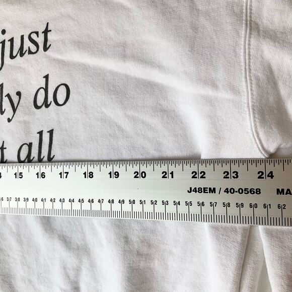 Hanes Women Sweatshirt size L White Fleece Lined I Literally Do Not Care At All - Picture 3 of 11